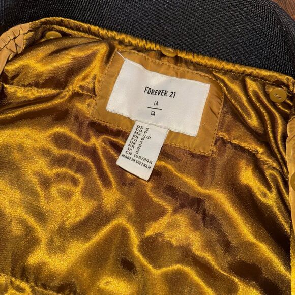 Forever 21 Mustard Yellow Bomber Jacket Satin Lined Oversized Small - Picture 8 of 11